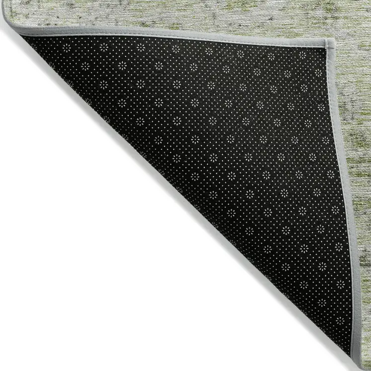 3' X 5' Artichoke Green Beige And Gray Damask Washable Indoor Outdoor Area Rug