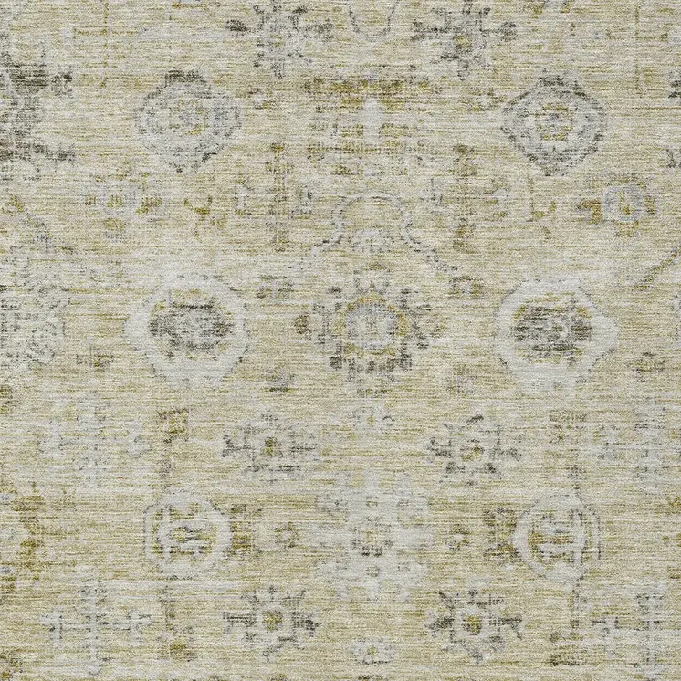 8' X 10' Beige And Gray Damask Washable Indoor Outdoor Area Rug