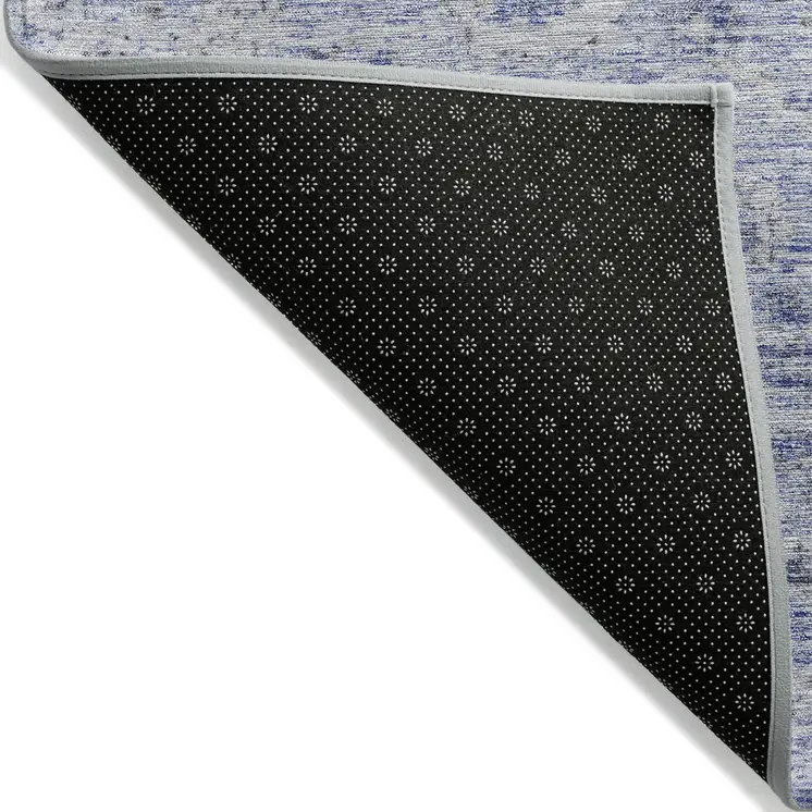 9' X 12' Blue And Gray Damask Washable Indoor Outdoor Area Rug