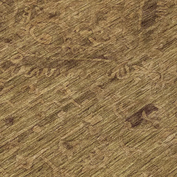 8' Brown And Tan Round Floral Washable Indoor Outdoor Area Rug