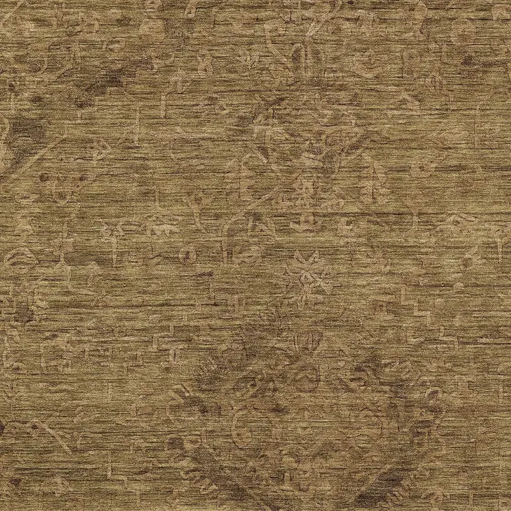 10' X 14' Brown And Tan Floral Washable Indoor Outdoor Area Rug