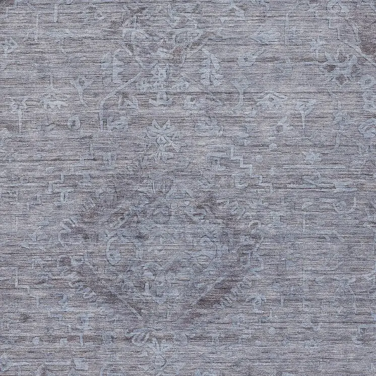 3' X 5' Blue And Gray Floral Washable Indoor Outdoor Area Rug
