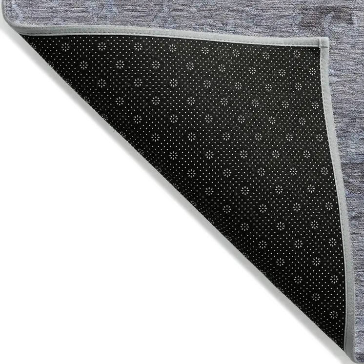 8' X 10' Blue And Gray Floral Washable Indoor Outdoor Area Rug
