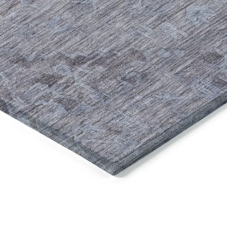 8' X 10' Blue And Gray Floral Washable Indoor Outdoor Area Rug