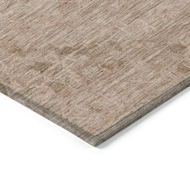 5' X 8' Coral And Tan Floral Washable Indoor Outdoor Area Rug