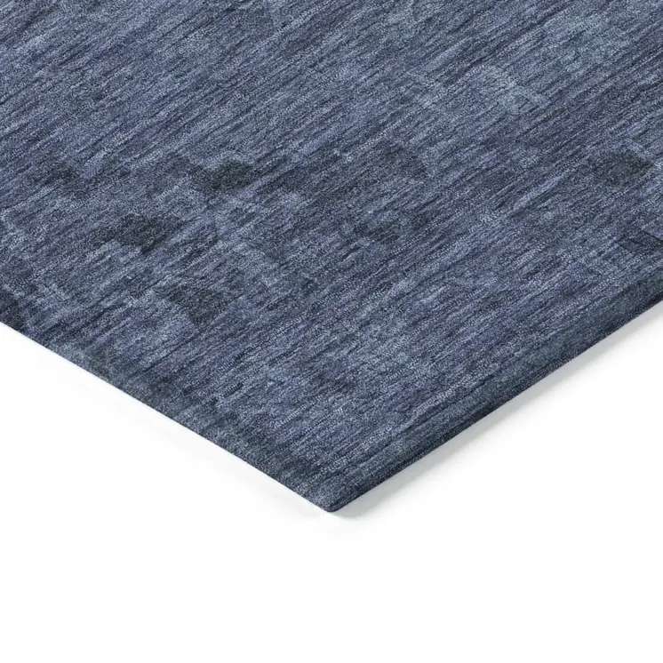 8' X 10' Navy Blue And Charcoal Floral Washable Indoor Outdoor Area Rug