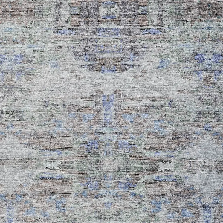 3' X 5' Taupe Blue And Green Abstract Washable Indoor Outdoor Area Rug