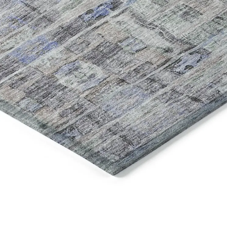 8' Taupe Blue And Green Round Abstract Washable Indoor Outdoor Area Rug
