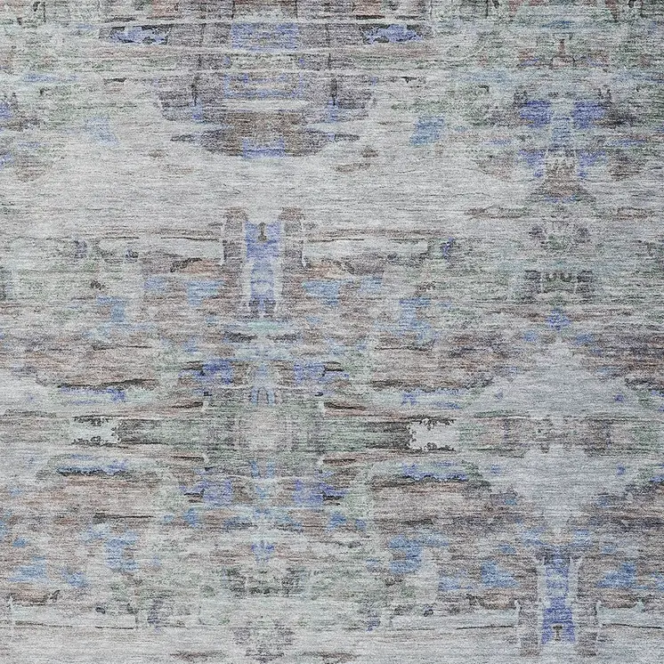 8' X 10' Taupe Blue And Green Abstract Washable Indoor Outdoor Area Rug