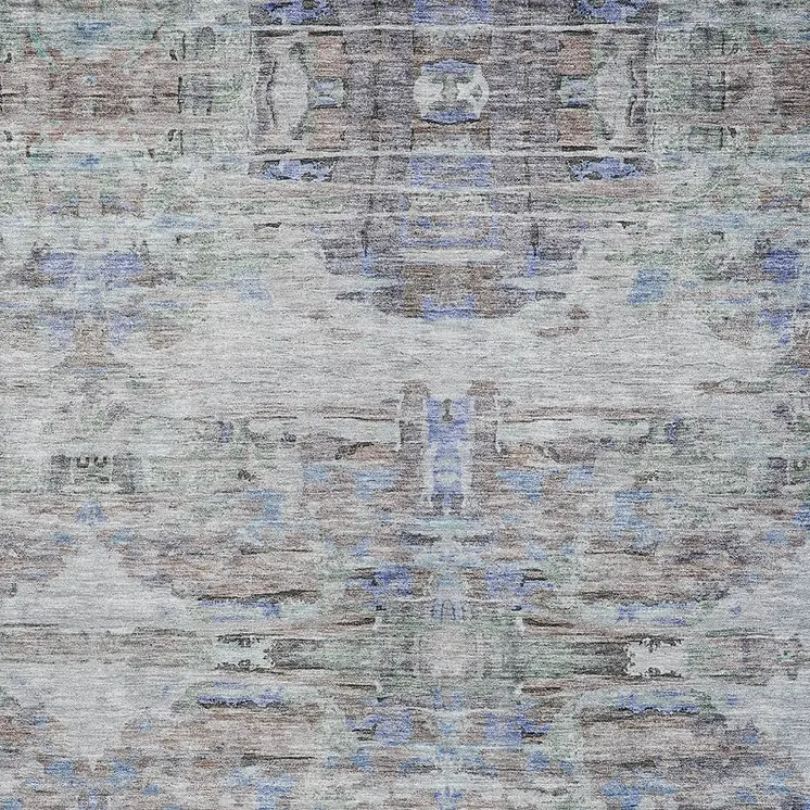 10' X 14' Taupe Blue And Green Abstract Washable Indoor Outdoor Area Rug