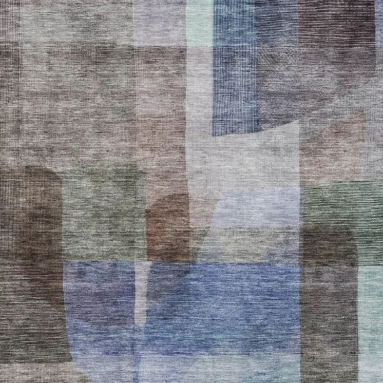9' X 12' Brown Green And Blue Abstract Washable Indoor Outdoor Area Rug