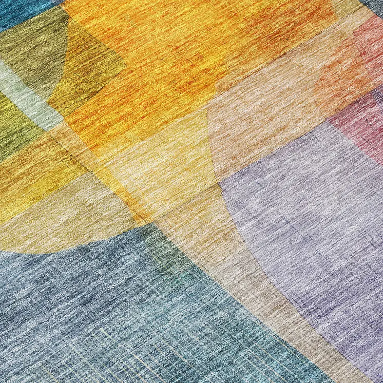 5' X 8' Blue Green And Purple Abstract Washable Indoor Outdoor Area Rug