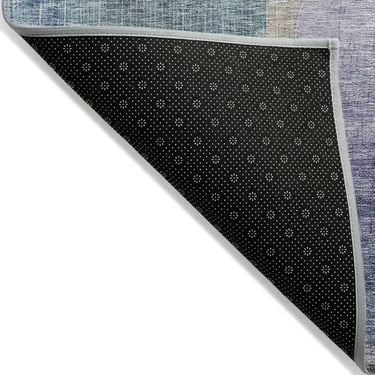 9' X 12' Blue Green And Purple Abstract Washable Indoor Outdoor Area Rug