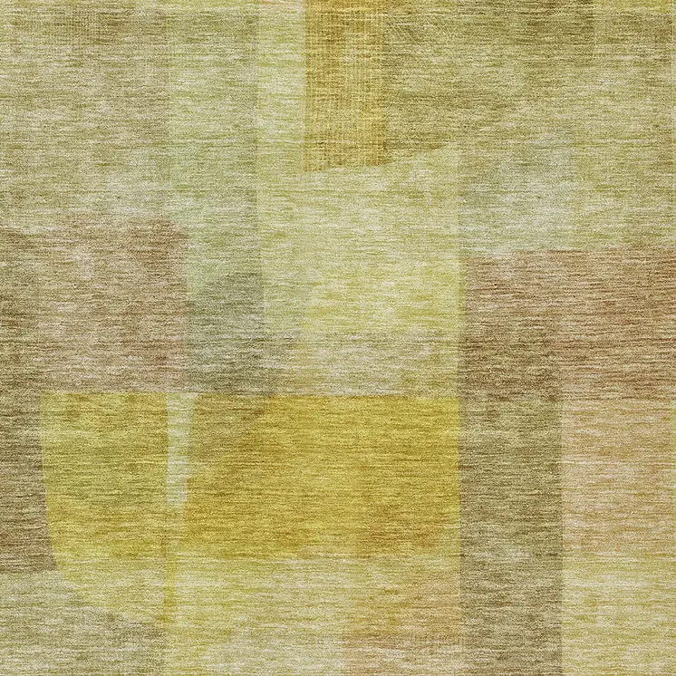 5' X 8' Gold Green And Brown Abstract Washable Indoor Outdoor Area Rug