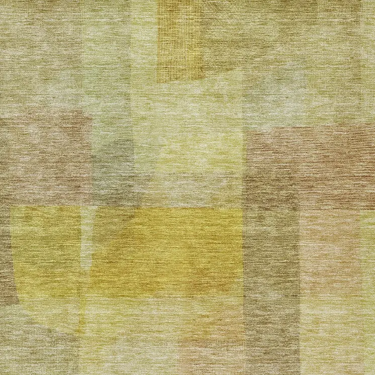 9' X 12' Gold Green And Brown Abstract Washable Indoor Outdoor Area Rug
