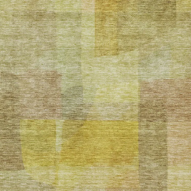 10' X 14' Gold Green And Brown Abstract Washable Indoor Outdoor Area Rug