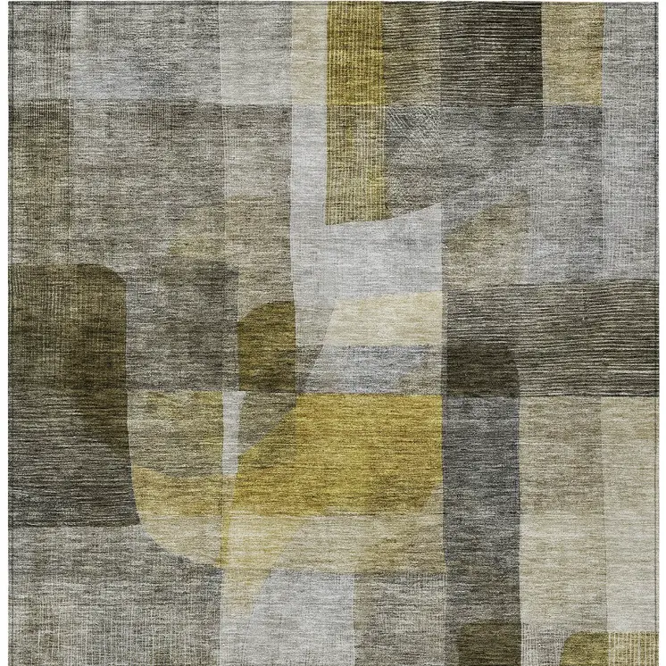 3' X 5' Taupe Gray And Green Abstract Washable Indoor Outdoor Area Rug