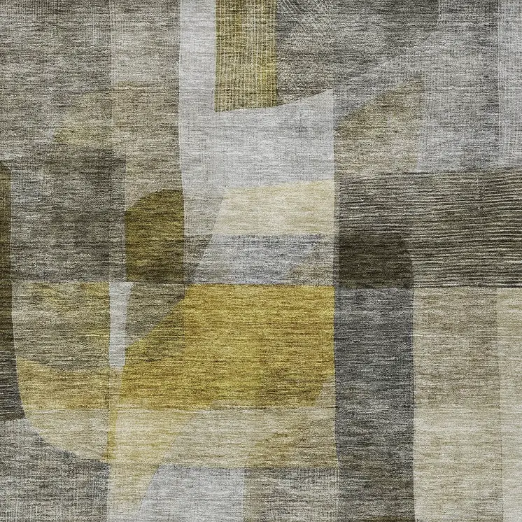 5' X 8' Taupe Gray And Green Abstract Washable Indoor Outdoor Area Rug