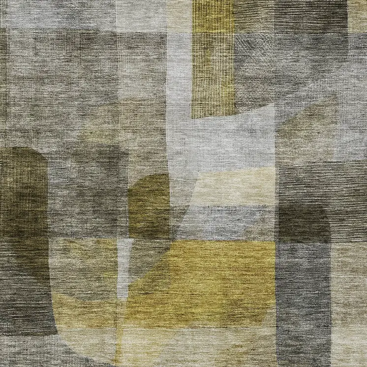 9' X 12' Taupe Gray And Green Abstract Washable Indoor Outdoor Area Rug