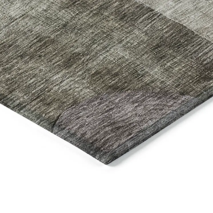 8' Brown Blue And Green Round Geometric Washable Indoor Outdoor Area Rug