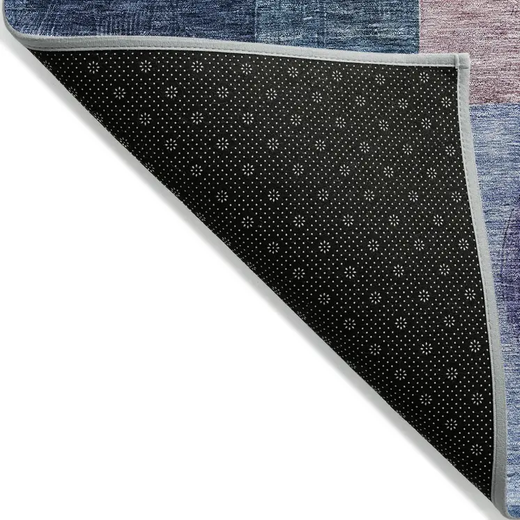 5' X 8' Blue Green And Copper Geometric Washable Indoor Outdoor Area Rug