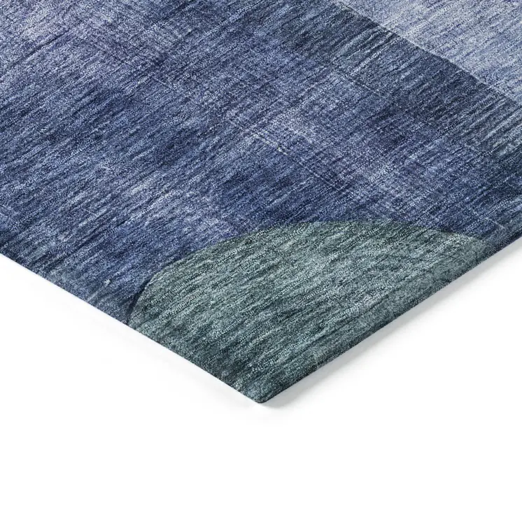 5' X 8' Blue Green And Copper Geometric Washable Indoor Outdoor Area Rug