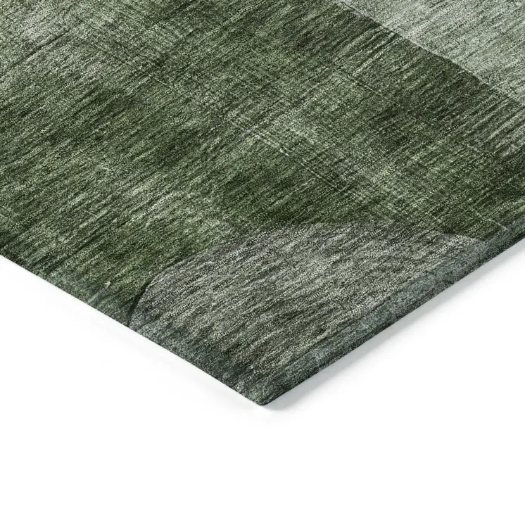 3' X 5' Fern Green And Gray Geometric Washable Indoor Outdoor Area Rug