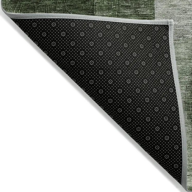10' X 14' Fern Green And Gray Geometric Washable Indoor Outdoor Area Rug
