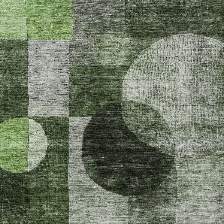 10' X 14' Fern Green And Gray Geometric Washable Indoor Outdoor Area Rug
