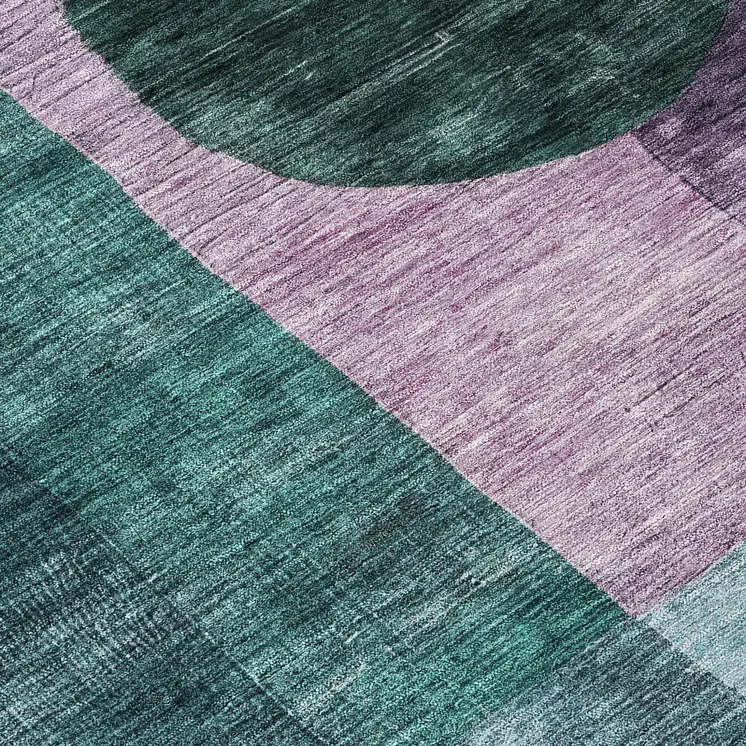 3' X 5' Green Copper And Purple Geometric Washable Indoor Outdoor Area Rug
