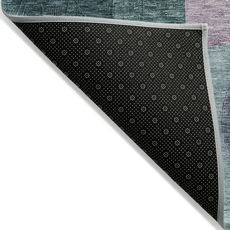 8' X 10' Green Copper And Purple Geometric Washable Indoor Outdoor Area Rug