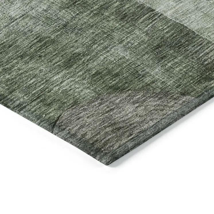 8' X 10' Olive Green Charcoal And Purple Geometric Washable Indoor Outdoor Area Rug