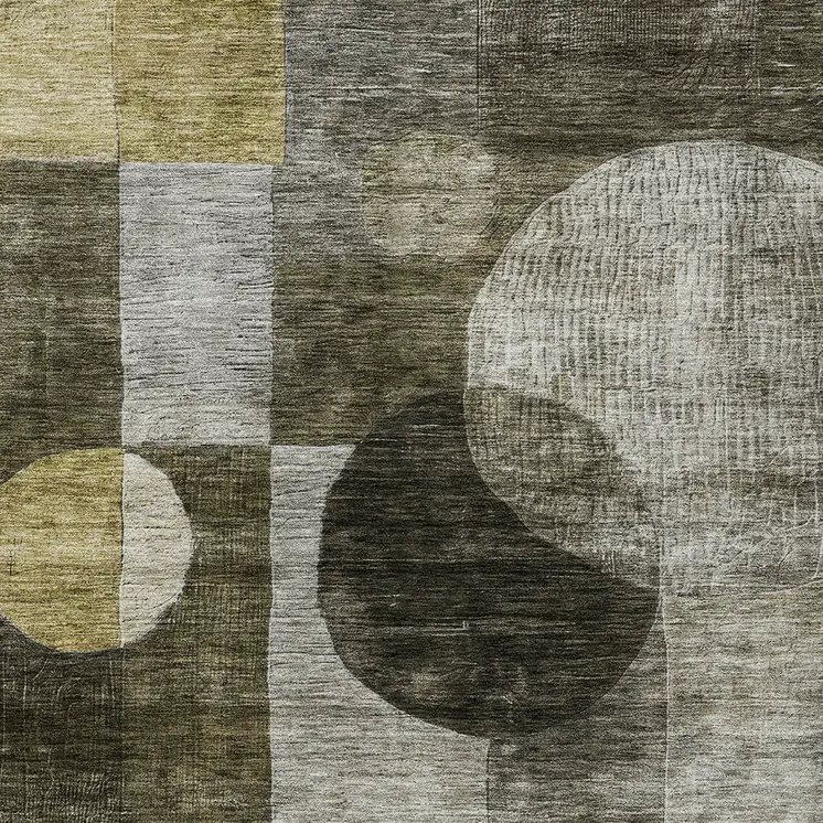 3' X 5' Taupe Gray And Charcoal Geometric Washable Indoor Outdoor Area Rug