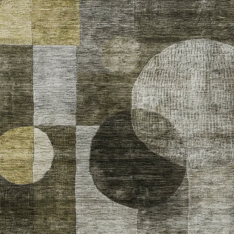 8' X 10' Taupe Gray And Charcoal Geometric Washable Indoor Outdoor Area Rug