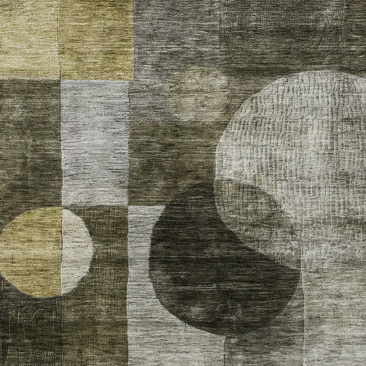 9' X 12' Taupe Gray And Charcoal Geometric Washable Indoor Outdoor Area Rug
