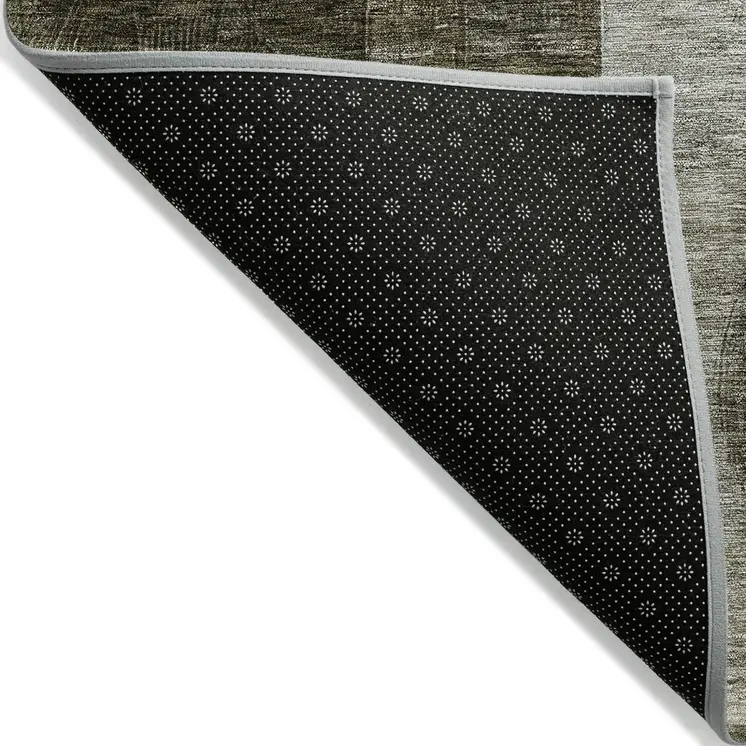 10' X 14' Taupe Gray And Charcoal Geometric Washable Indoor Outdoor Area Rug