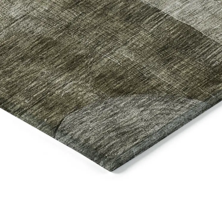 10' X 14' Taupe Gray And Charcoal Geometric Washable Indoor Outdoor Area Rug