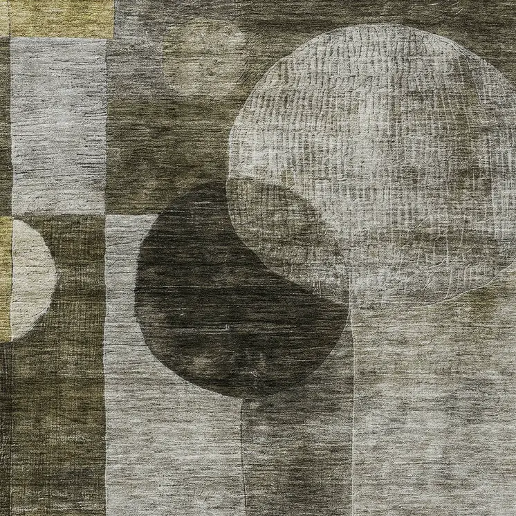 10' X 14' Taupe Gray And Charcoal Geometric Washable Indoor Outdoor Area Rug