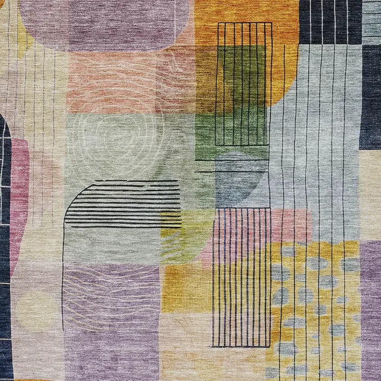 3' X 5' Plum Purple And Copper Abstract Washable Indoor Outdoor Area Rug