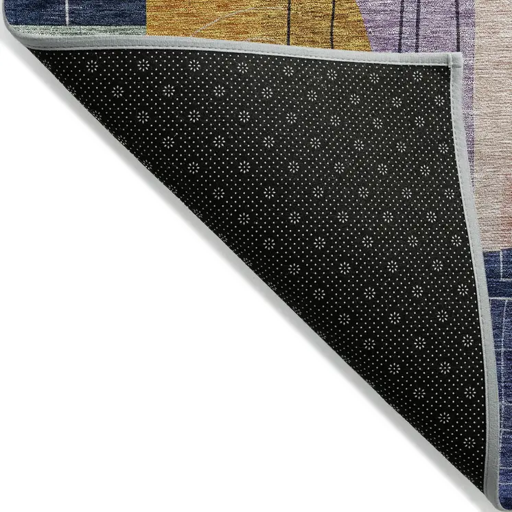 8' X 10' Plum Purple And Copper Abstract Washable Indoor Outdoor Area Rug