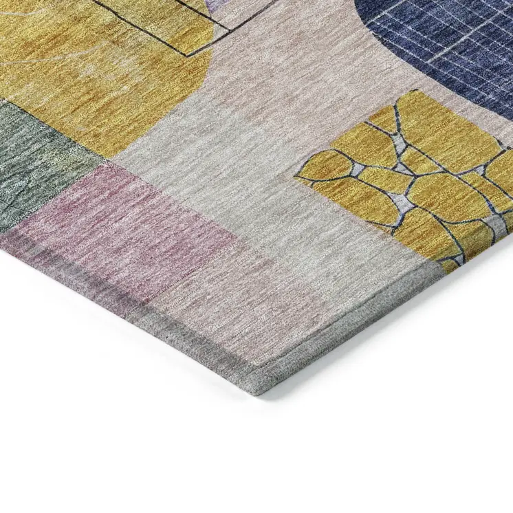 8' X 10' Plum Purple And Copper Abstract Washable Indoor Outdoor Area Rug