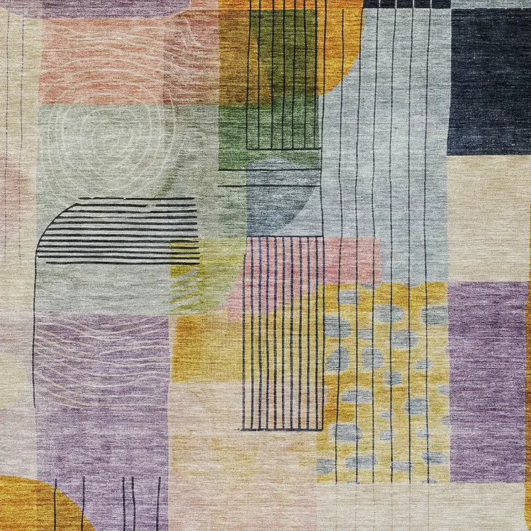 8' X 10' Plum Purple And Copper Abstract Washable Indoor Outdoor Area Rug