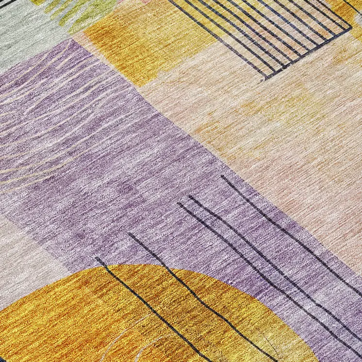 8' X 10' Plum Purple And Copper Abstract Washable Indoor Outdoor Area Rug