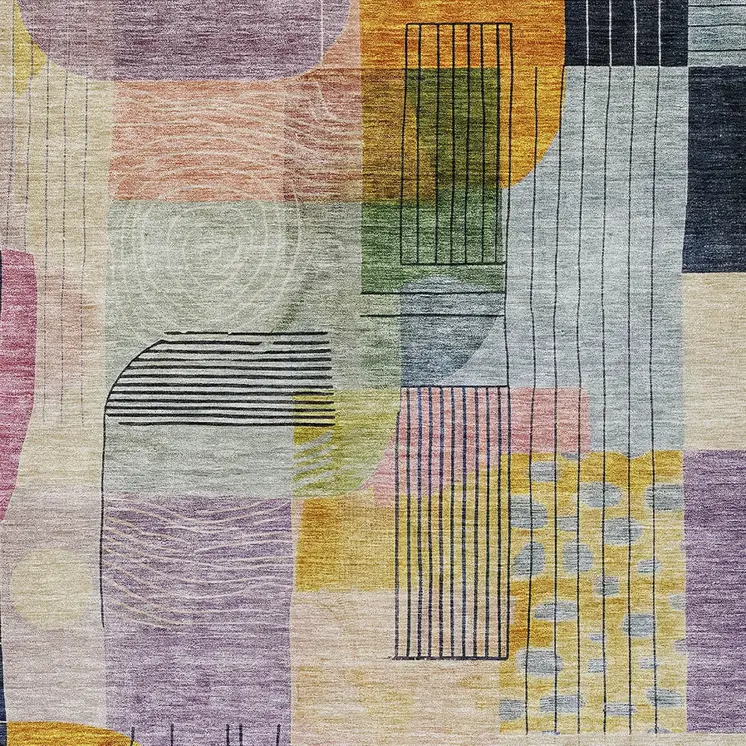 9' X 12' Plum Purple And Copper Abstract Washable Indoor Outdoor Area Rug