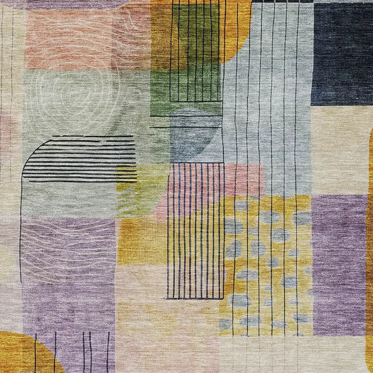 10' X 14' Plum Purple And Copper Abstract Washable Indoor Outdoor Area Rug