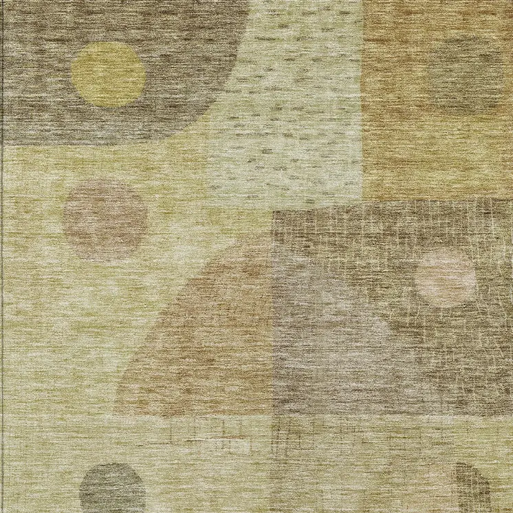 5' X 8' Beige Brown And Light Green Geometric Washable Indoor Outdoor Area Rug
