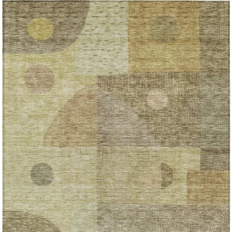 8' X 10' Beige Brown And Light Green Geometric Washable Indoor Outdoor Area Rug