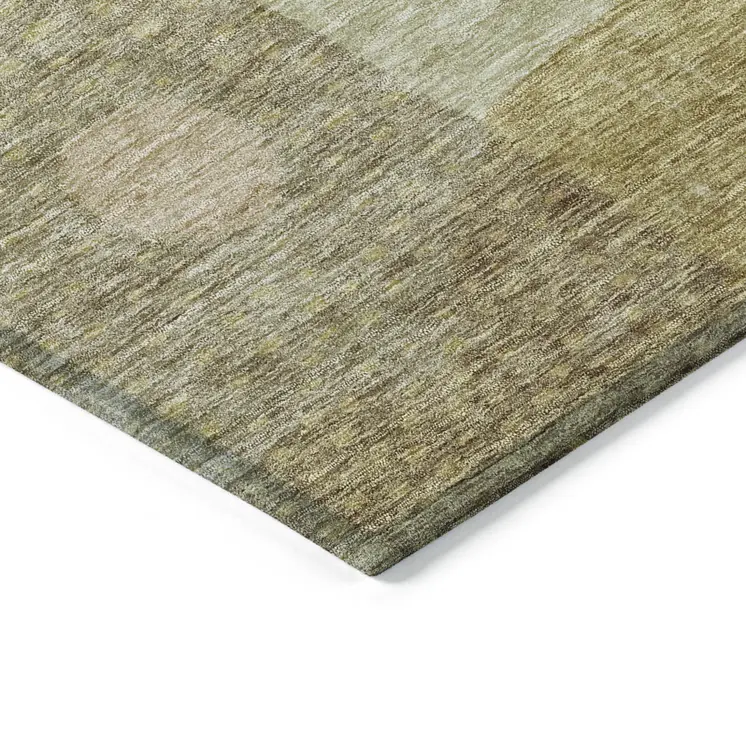 9' X 12' Beige Brown And Light Green Geometric Washable Indoor Outdoor Area Rug