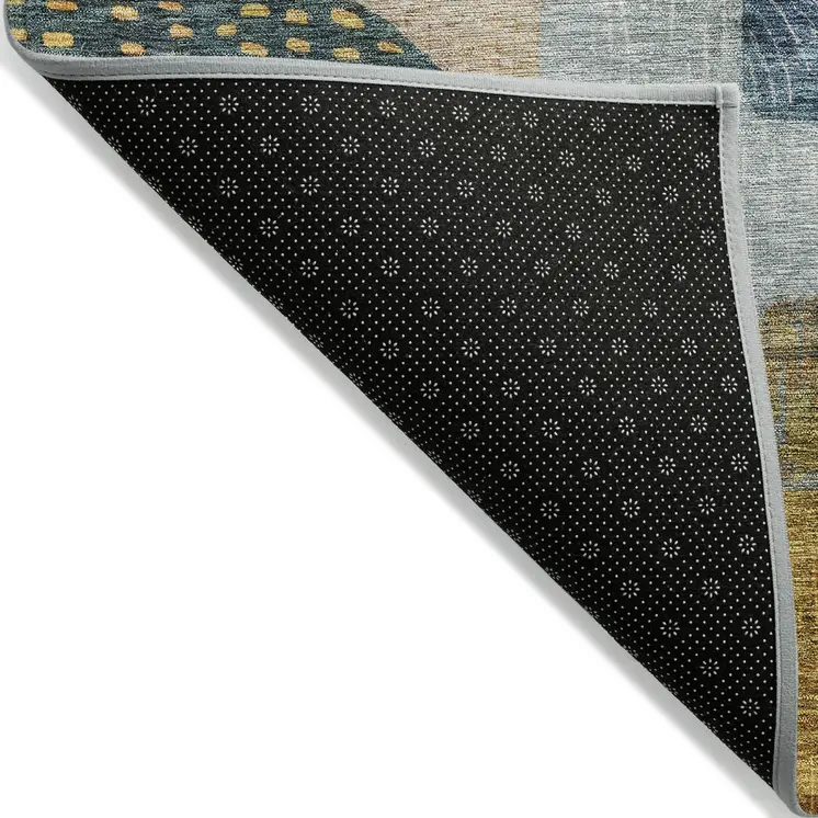 8' X 10' Green Purple And Blue Geometric Washable Indoor Outdoor Area Rug