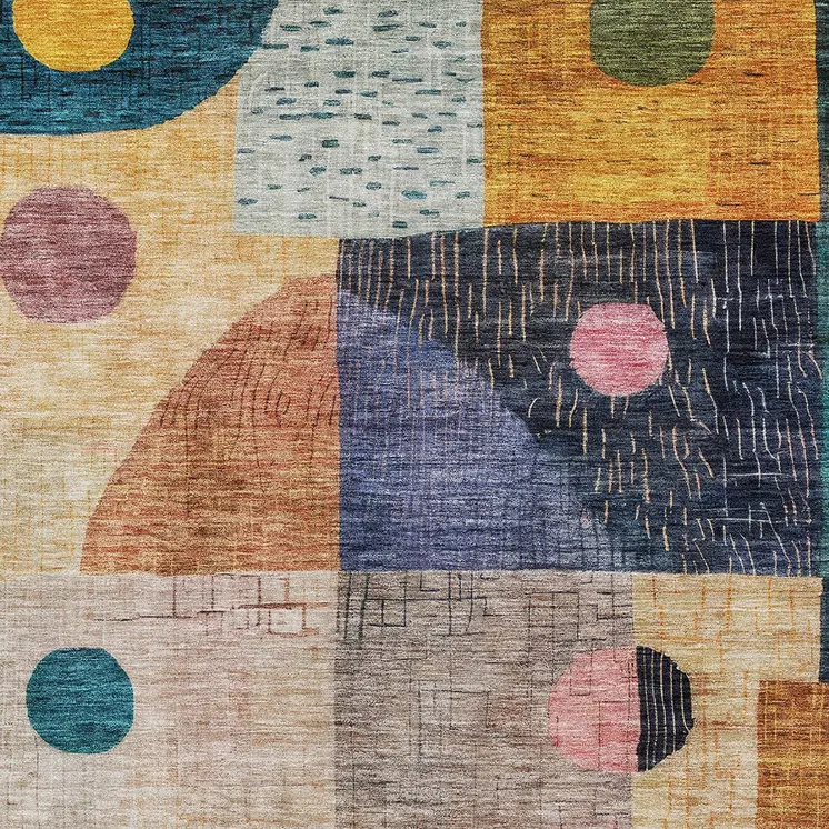 8' X 10' Green Purple And Blue Geometric Washable Indoor Outdoor Area Rug